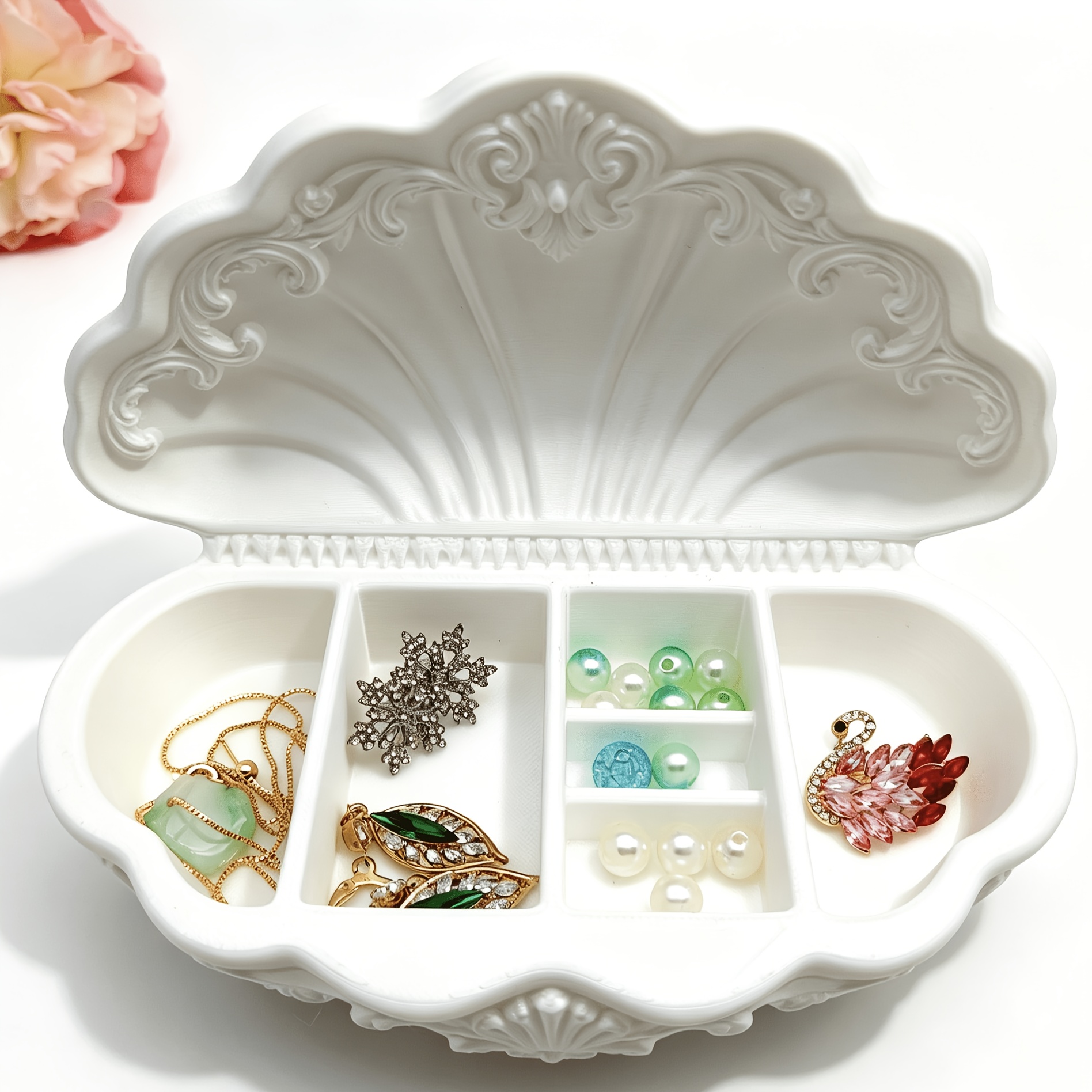 Retro Shell Shape 3D Printing Jewellery Tray, Multi-grid Design